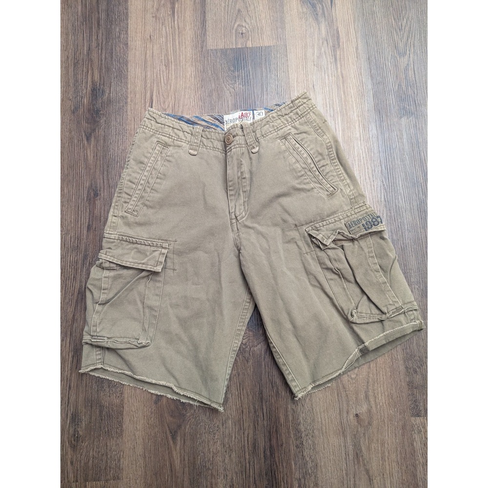 Aeropostale Shorts Mens 30 Cargo Tan Beige Utility Y2K Tactical Distressed